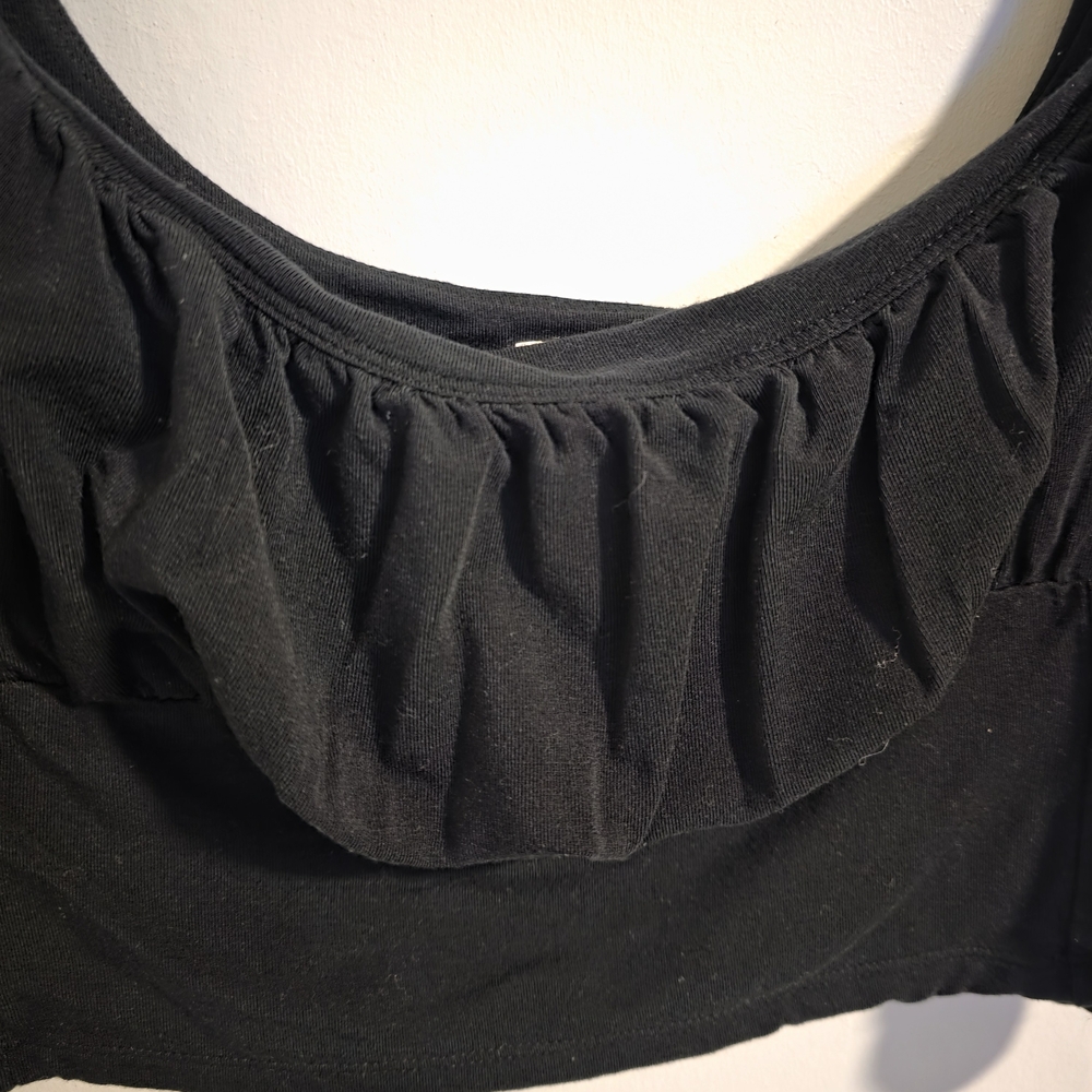 Wilfred Free Black Ruched Crop Tank Top Size XL Aritzia - Picture 3 of 7